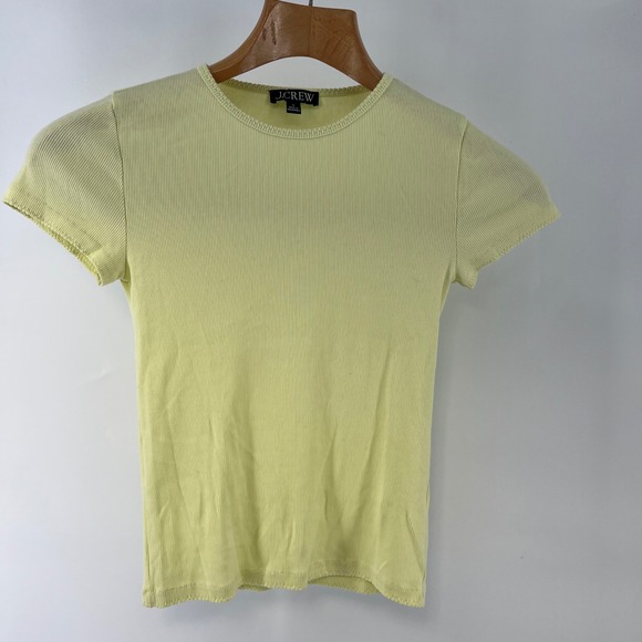 J.Crew Tops - J.Crew‎ Womens Small Ribbed Fitted Baby Tee Lemon Yellow Stretch Top Y2K
